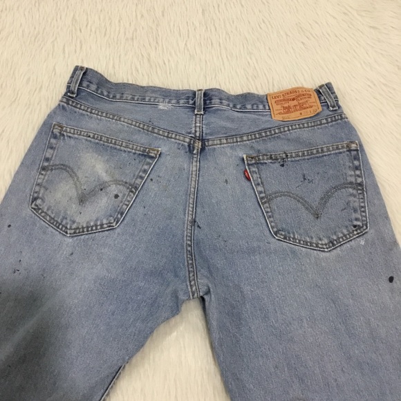 Levi’s 505 men’s blue denim distressed painted regular fit denim jeans s… - Picture 8 of 8